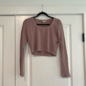 Madewell Women's Cropped Waffle Knit Longsleeve Top Dusty Pink‎ Size M